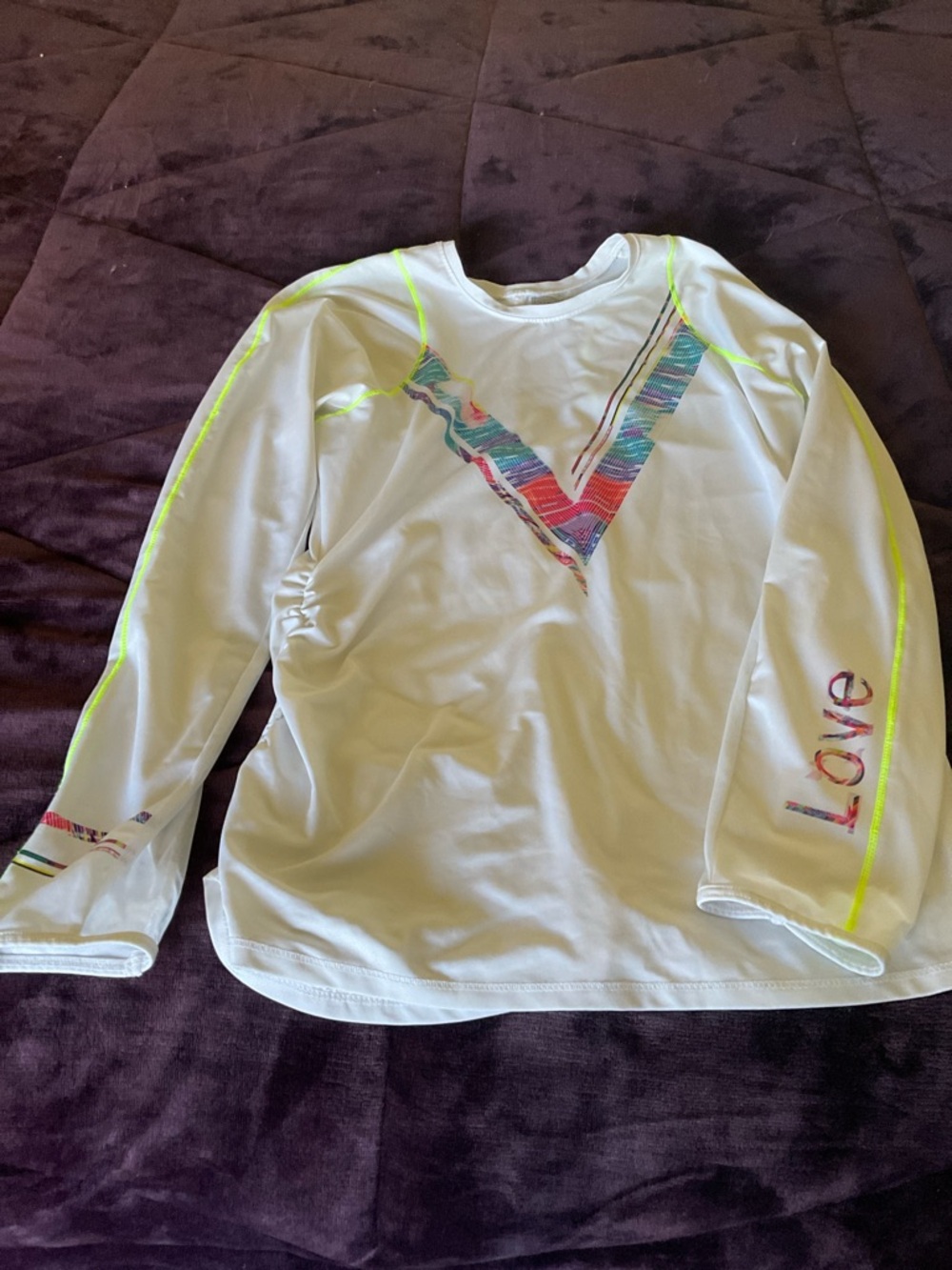 White Top with Multicolor Chevron Detail and Matching Skirt. Lucky in love - Picture 3 of 4